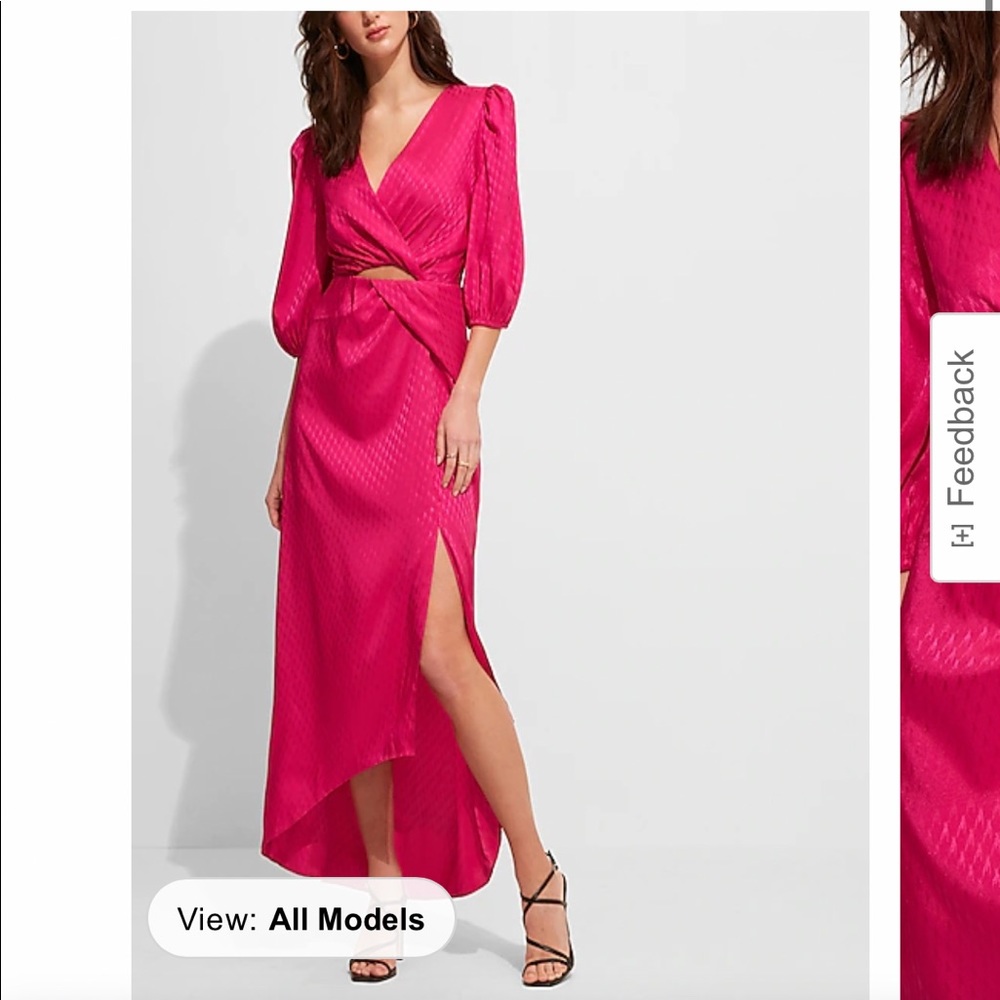 Faux Wrap Knotted Waist Hi-Lo Maxi dress